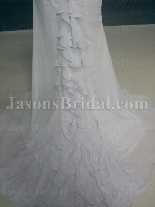 Princess A-line Frilled Straps Sweetheart Beaded Ruched Sweep Train Ruffled Chiffon Wedding Dresses
