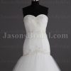 Glamorous Trumpet Sweetheart Beaded Embroidered Asymmetrical Ruched Sweep Train Tulle Wedding Dresses