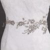 Mermaid Appliqued Spaghetti Sweetheart Jeweled Waistline Sweep Train Lace over Satin Wedding Dresses