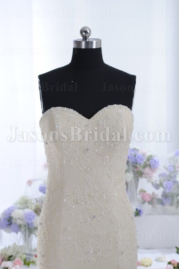 Glamorous Trumpet Sweetheart Allover Beaded Embroidered Bubble Hem Pick-up Sweep Train Pleated Taffeta Wedding Dresses