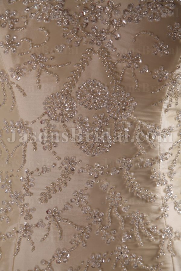 Glamorous Trumpet Sweetheart Allover Beaded Embroidered Chapel Train Pleated Taffeta Wedding Dresses