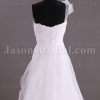 Princess A-line Floral One-shoulder Asymmetrical Pleated Scalloped Front Slit Sweep Train Tulle Wedding Dresses