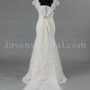 Fit-and-Flare Off-the-shoulder Bateau Low Back Floor Length Lace Wedding Dresses with Detachable Train