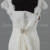 Fit-and-Flare Off-the-shoulder Bateau Low Back Floor Length Lace Wedding Dresses with Detachable Train