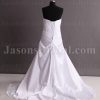 Elegant Fit-and-Flare Sweetheart Ruched Bodice Side Draped Sweep Train Satin Wedding Dresses