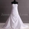 Elegant Fit-and-Flare Sweetheart Ruched Bodice Side Draped Sweep Train Satin Wedding Dresses