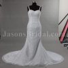 Ball Gown Effect Mermaid Double Spaghett Straps Sweetheart Lace Bodice Waistband Detachable Pleated Illusion Organza Overskirt Wedding Dresses