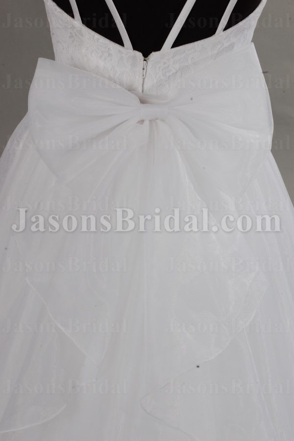 Ball Gown Effect Mermaid Double Spaghett Straps Sweetheart Lace Bodice Waistband Detachable Pleated Illusion Organza Overskirt Wedding Dresses
