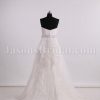 Princess A-line Sweetheart Asymmetrical Ruched Floral Ribbon Sweep Train Satin Appliqued Cascade Back Organza Wedding Dresses