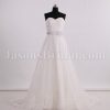 Princess A-line Sweetheart Asymmetrical Ruched Floral Ribbon Sweep Train Satin Appliqued Cascade Back Organza Wedding Dresses