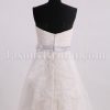 Princess A-line Sweetheart Asymmetrical Ruched Floral Ribbon Sweep Train Satin Appliqued Cascade Back Organza Wedding Dresses