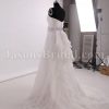 Princess A-line Sweetheart Asymmetrical Ruched Floral Ribbon Sweep Train Satin Appliqued Cascade Back Organza Wedding Dresses