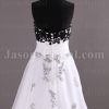 A-line Strapless Beaded Appliqued Bodice Ruched Belt Embroidered Sweep Train Organza over Satin Wedding Dresses