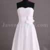 Gorgeous A-line Scalloped Sweetheart Ruched Belt Adorned Flower Sweep Train Lace Wedding Dresses