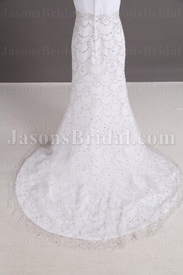 Fit-and-Flare Sweetheart Ruched Bodice Beaded Sequins Embellished Sweep Train Tulle Wedding Dresses