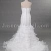 Mermaid Frilled Strapless Neckine Adorned Flower Asymmetrical Ruched Sweep Train Ruffled Organza over Satin Wedding Dresses