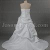 Ball Gown Sweetheart Beaded Appliques Asymmetrical Ruched Chapel Train Pick-up Satin Wedding Dresses