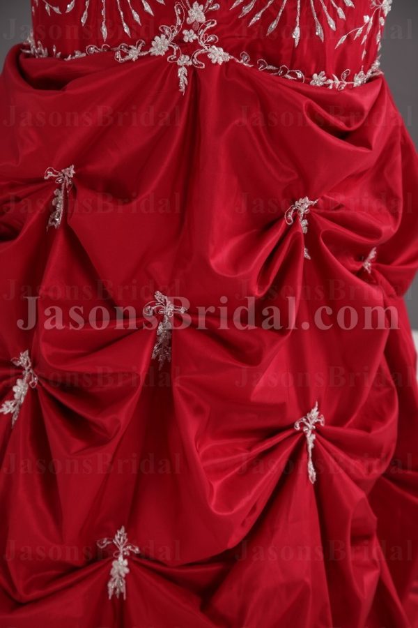 Mermaid Sweetheart Beaded Embroidered Sweep Train Tucked Taffeta Wedding Dresses