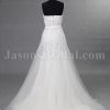 Elegant A-line Sweetheart Beaded Pleated Ribbon Sweep Train Tulle over Satin Wedding Dresses