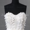 Elegant A-line Sweetheart Beaded Pleated Ribbon Sweep Train Tulle over Satin Wedding Dresses