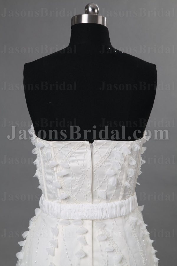 Elegant A-line Sweetheart Beaded Pleated Ribbon Sweep Train Tulle over Satin Wedding Dresses