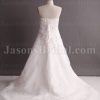 A-line Sweetheart Beaded Embroidered Jeweled Ruched Crossed Belt Chapel Train Organza over Satin Wedding Dresses