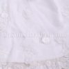 A-line Scalloped Strapless Beaded Appliques Jeweled Ruched Adorned Flowers Chapel Train Organza over Satin Wedding Dresses