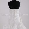 Fit-and-Flare Sweetheart Asymmetrical Ruched Adorned Flower Strapless Chapel Train Bustled Taffeta Wedding Dresses