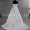 A-line Scalloped Strapless Beaded Appliques Jeweled Ruched Belt Chapel Train Pleated Satin Wedding Dresses