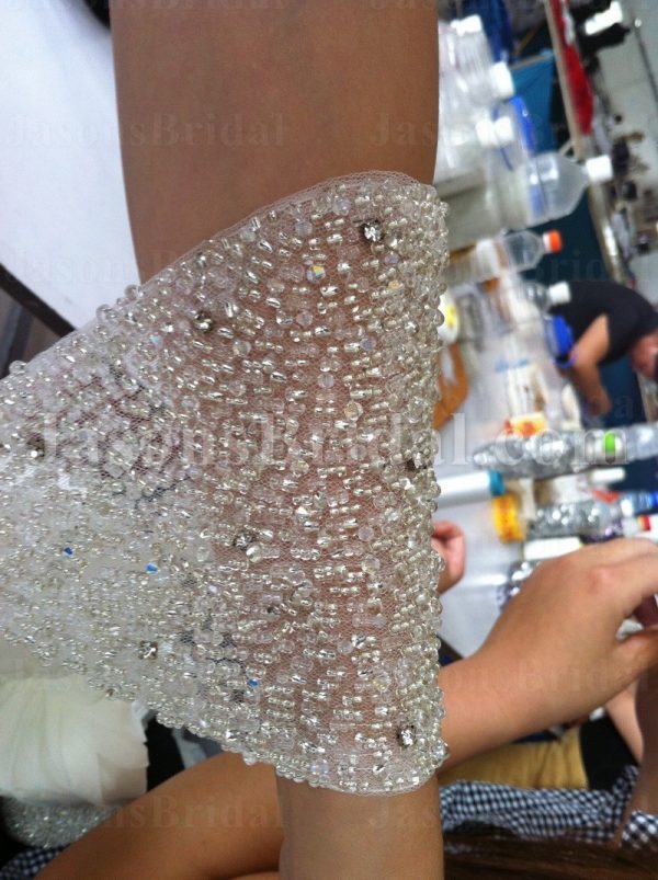 A-line Beaded Cap Sleeves Sweetheart Ruched Bodice Floor Length Draped Organza Wedding Dresses