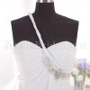 Empire Spaghetti One-shoulder Ruched Bodice Jeweled Sweep Train Chiffon Wedding Dresses