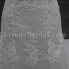Fit-and-Flare Scalloped Strapless Beaded Allover Appliques Ribbon Sweep Train Lace Tulle over Satin Wedding Dresses