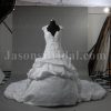 Stunning Ball Gown Queen Anne V-neck Allover Lace Adorned Flowers Chapel Train Draped Bustled Satin Wedding Dresses