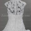 Stunning Ball Gown Queen Anne V-neck Allover Lace Adorned Flowers Chapel Train Draped Bustled Satin Wedding Dresses
