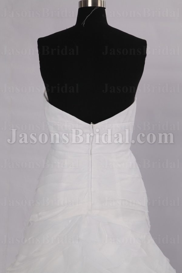 Fit-and-Flare Sweetheart Ruched Bodice Chapel Train Asymmetrical Layered Organza Wedding Dresses
